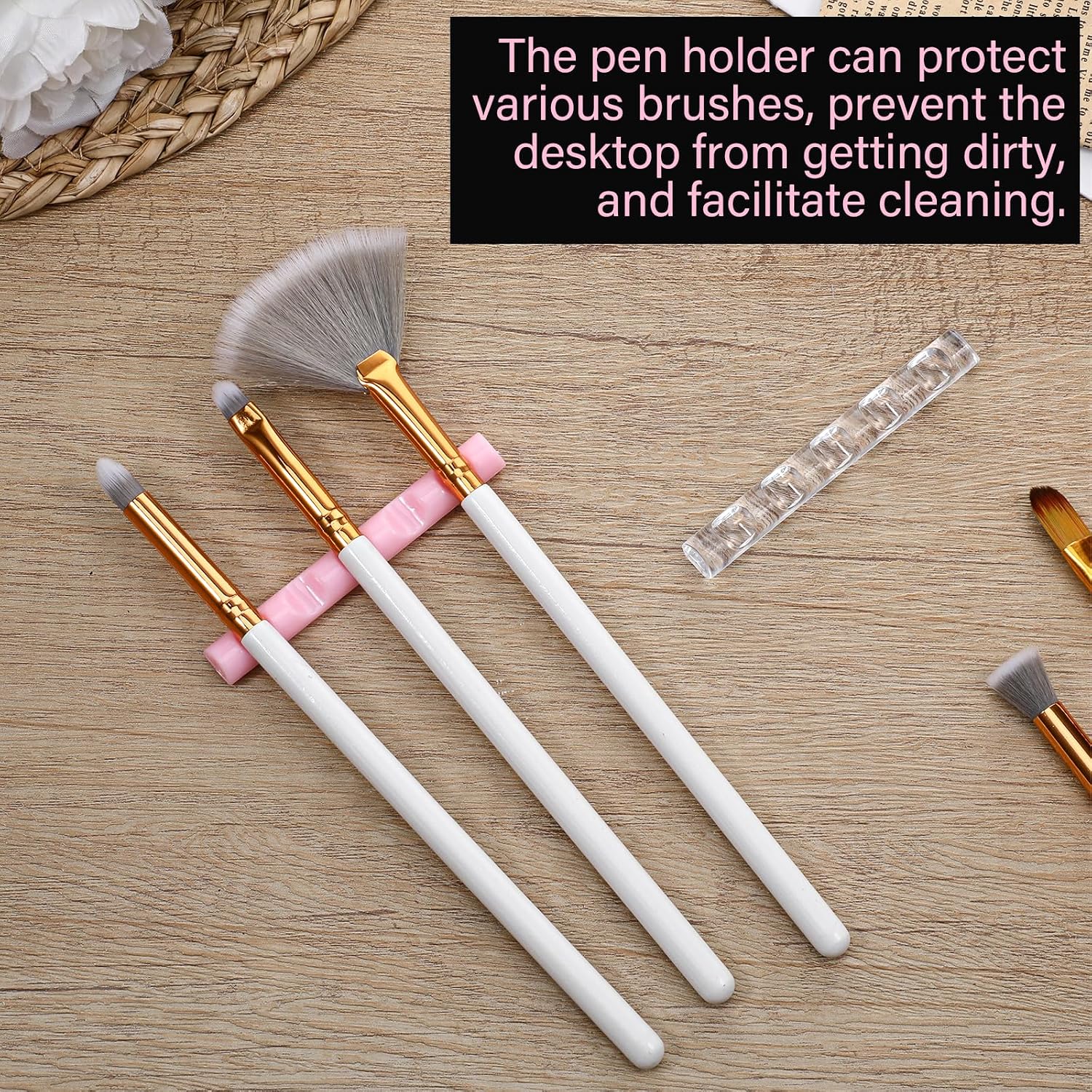 2 PCS Acrylic Nail Art Brush Holder Stand, Transparent Nail Brush Holder for Nails Tech, Crystal Bar Pen Holders for Drawing Pens, Manicure Nails Carving Pencils