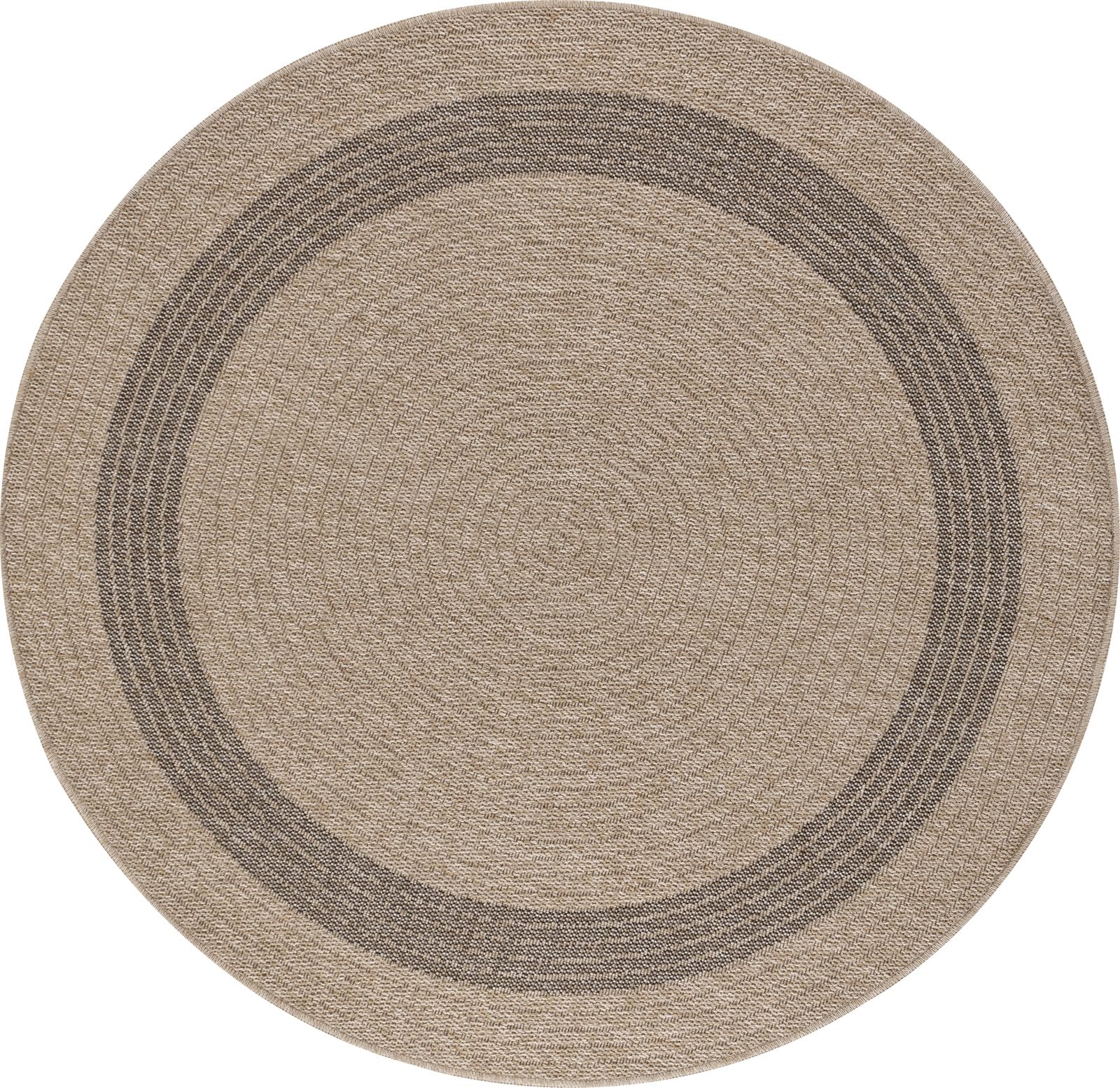 Surya Sintra Tapis d'extérieur Moderne pour Jardin, terrasse, Jardin - Facile à Nettoyer - Grand Tapis de Sol Rond - Beige et Gris - 100 cm