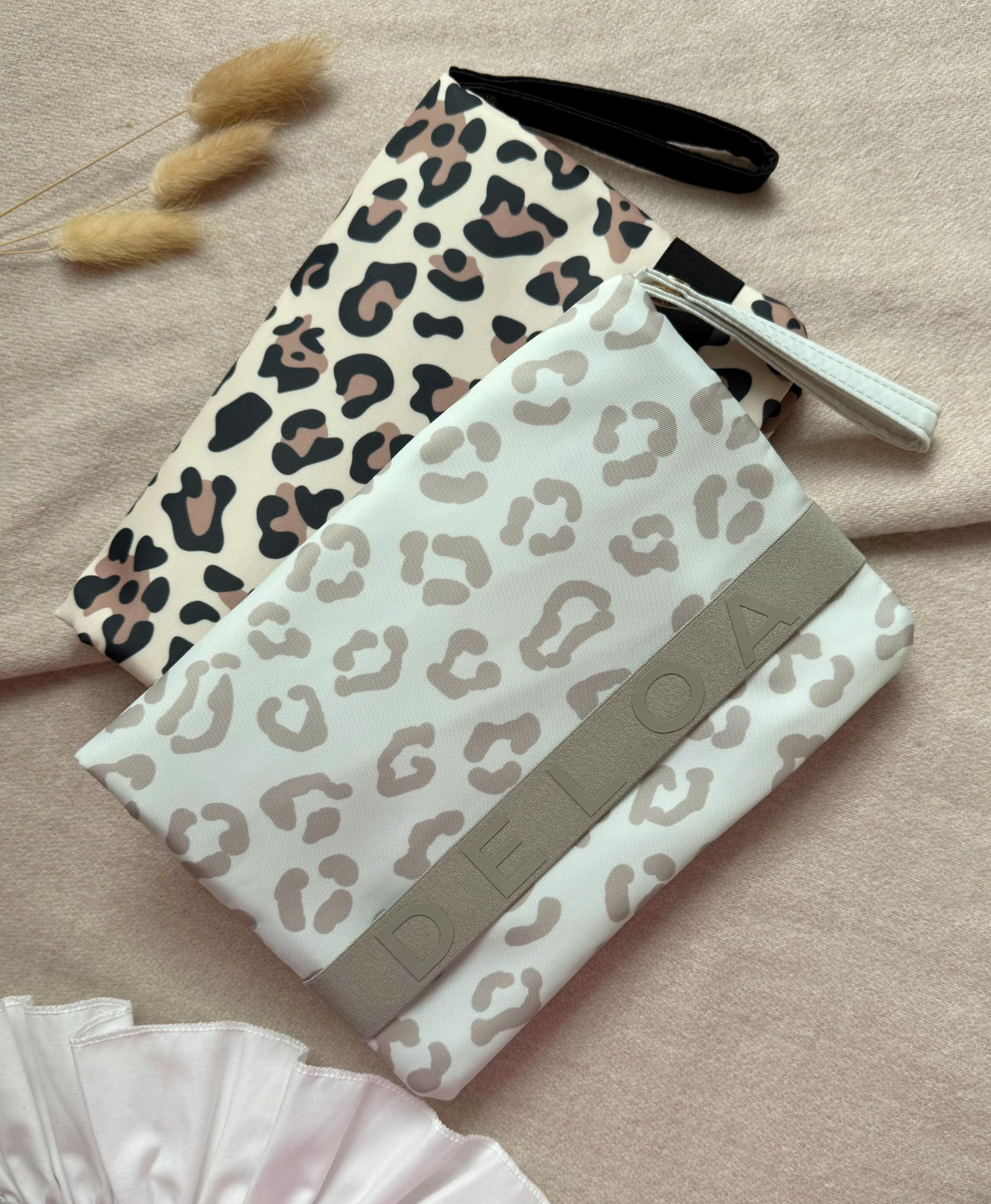 Borsa per pannolini da viaggio con molto spazio, piccola borsa per pannolini, organizer per pannolini (beige leopardato)