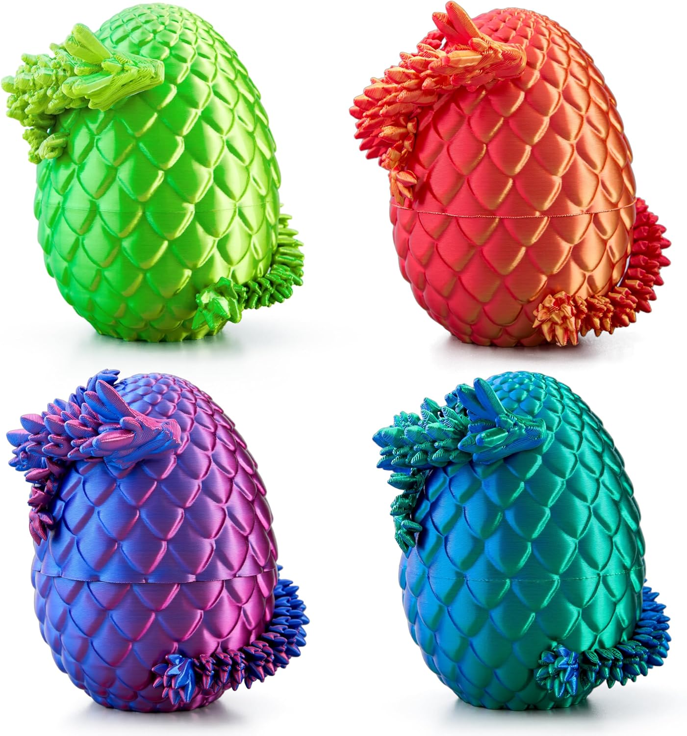 JOYIN 4 Pcs 3D Printed Dragon Eggs with Laser Dragon, Cool Articulated Toys for Kids Christmas Stuffers Party Favors, Magic Fidget Toy Classroom Prize Gifts for Boys Teen Girls (Purple+Blue+Red+Green)