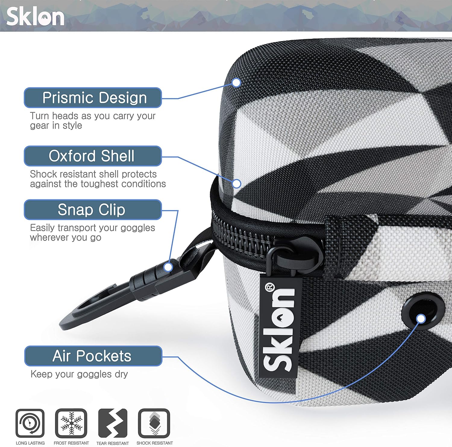 Sklon Ski and Snowboard Goggle Case Holder for Glasses Made to