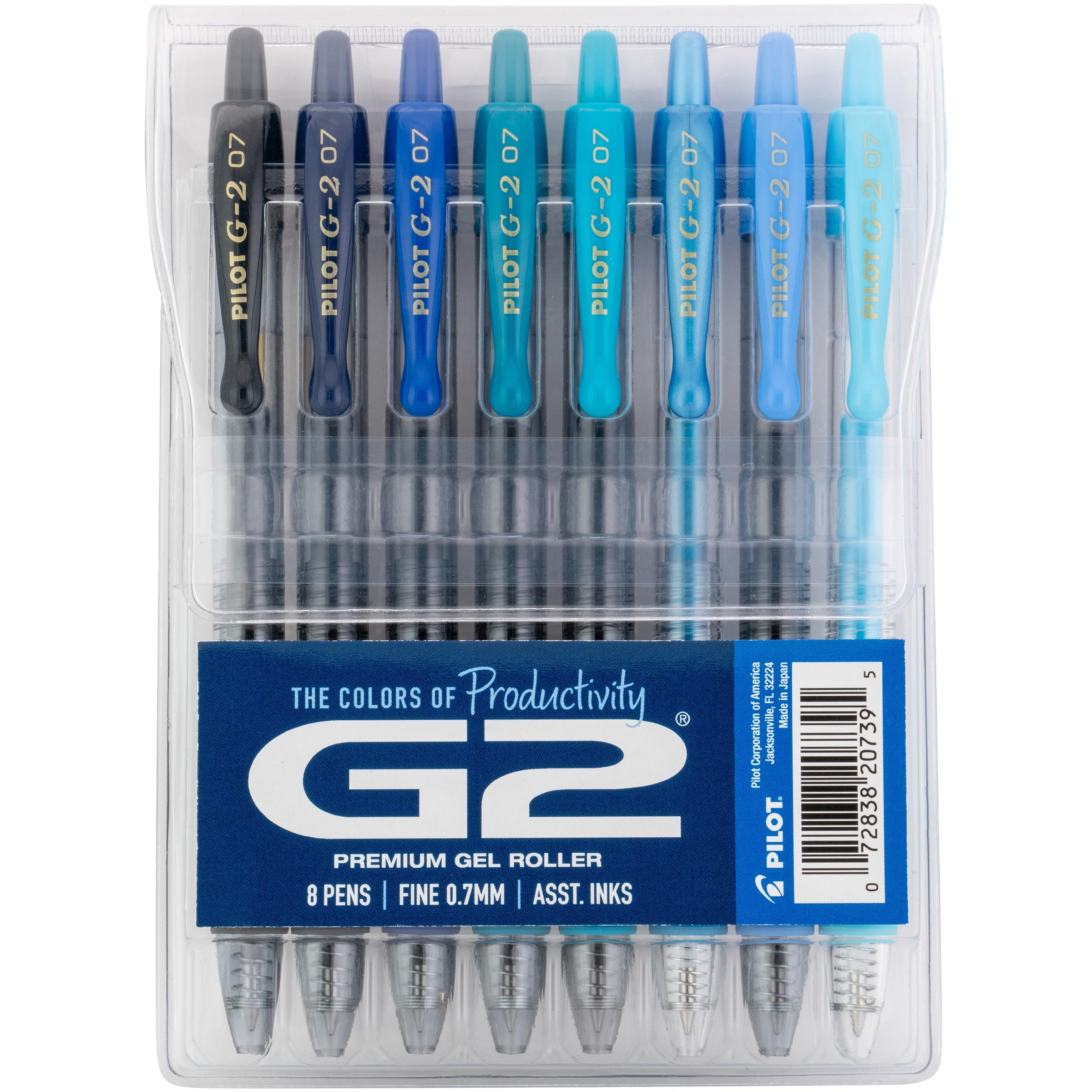 PILOT G2 Premium Gel Roller Pens, G2 Boost Blue, Fine Point 0.7mm, 8-Pack