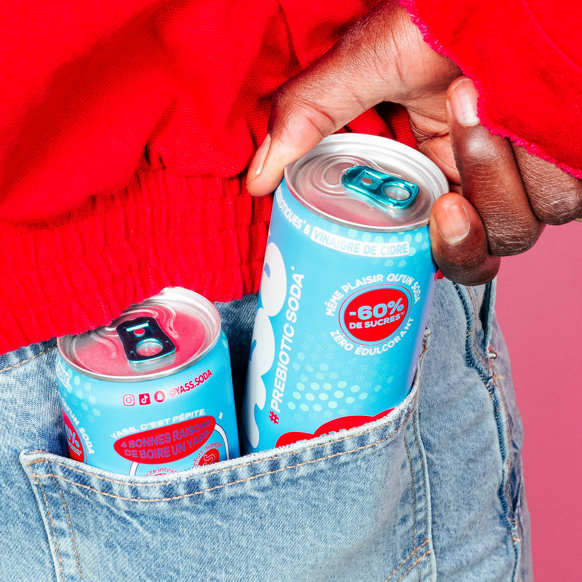 YASS Soda Prébiotique - Saveur RED'N BLUE BERRIES - Le Soda Sain & Stylé qui Prend Soin de Ton Ventre 6.6g de Fibres et -60% de sucre-12 canettes de 33cl