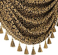 Vista 78 de Loom and Mill Luxury Waterfall Valances for Windows, Elegant Jacquard Thick Swag Curtains Valance with Tassels for Living Room, Bedroom Party Light