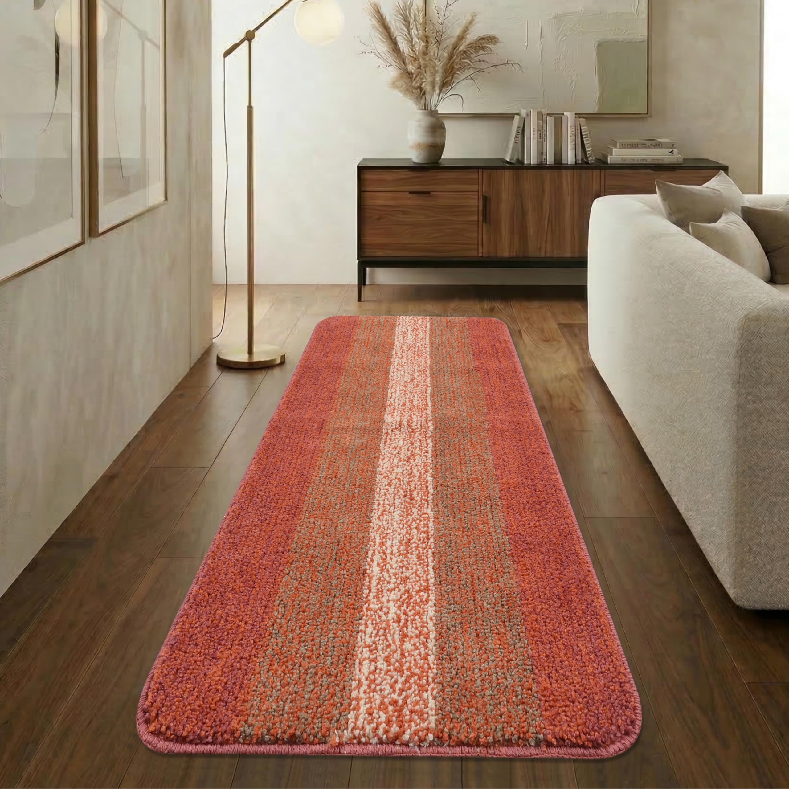 Saral Home Microfiber Striped Rectangle Anti-Skid Runner|Soft & Super Absorbent, Washable Multipurpose Bedside Runner for Home/Kitchen/Lobby/Office Entrance, (Rust, 50X180-1PC)-image-22