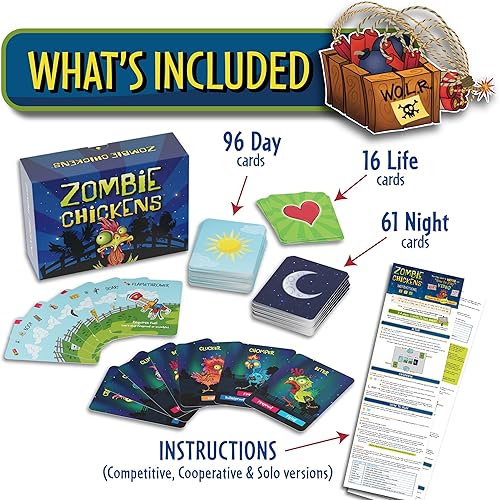 Miniatura 7 de Zombie Chickens - Fun Family Card Games for Adults, Teens & Kids - Survival Zombie Game, 3 Ways to Play: Competitive, Cooperative & Solo (1-4