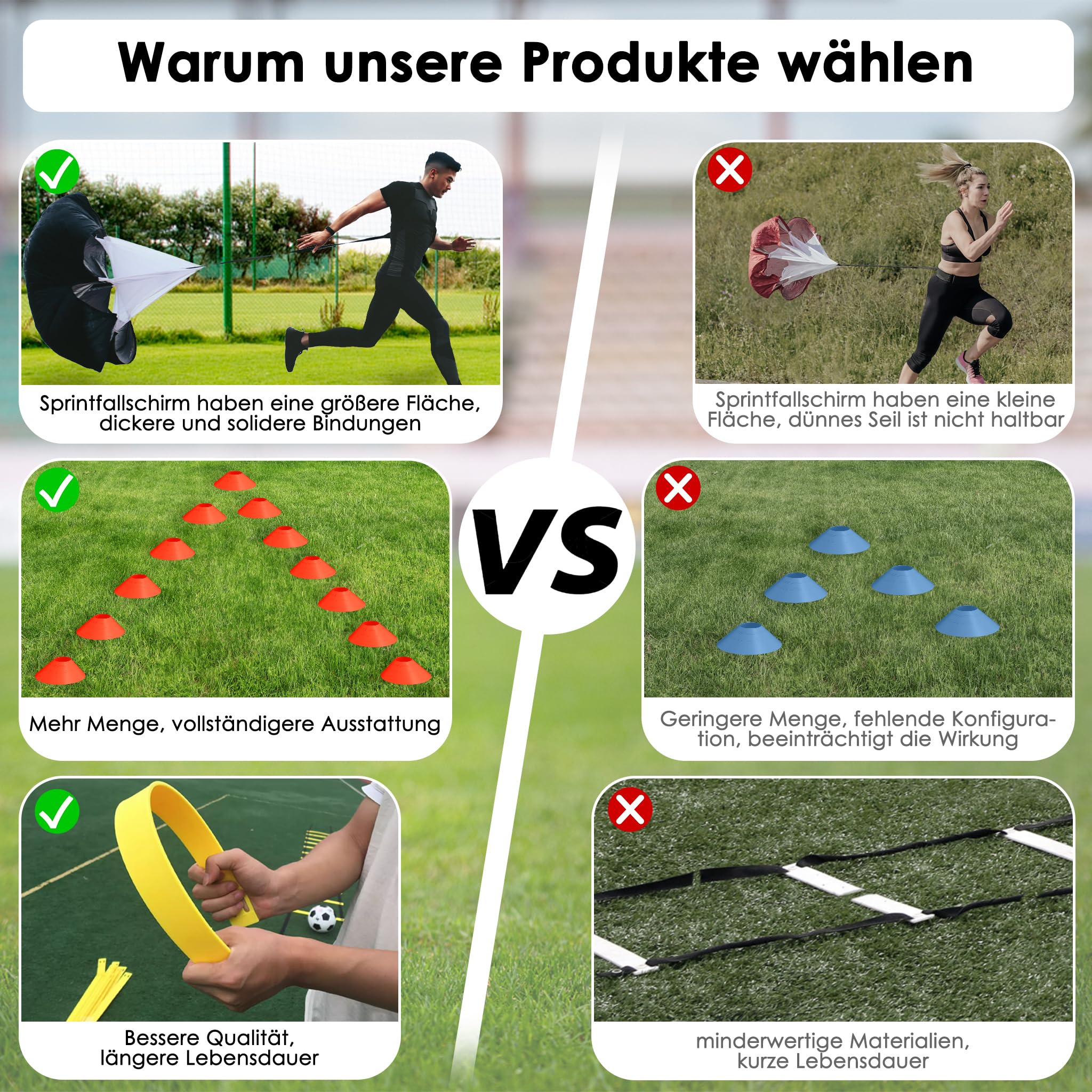 Set da allenamento per calcio e sport, accessori per allenamento Agility Speed Ladder, 6 m, scala di coordinazione, 12 cappelli, ostacoli di velocità e custodia