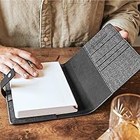 Vista 6 de CASE ELEGANCE Funda de Diario de Cuero Premium de Grano Completo Negro Recargable con Cuaderno Rayado A5 - Cuero DURA-Leather Resistente a Rayones