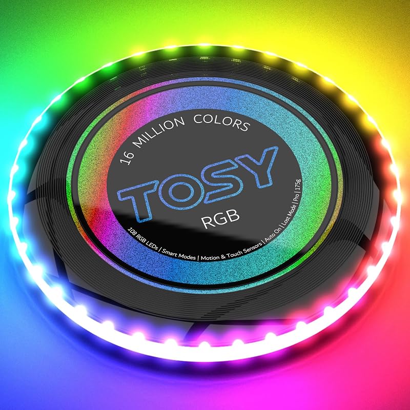 TOSY LED repülő korong 108 RGB világítással, vízálló, USB töltős, kültéri játék