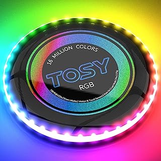 TOSY Flying Disc - 16 Million Color RGB or 108 LEDs, Extremely Bright, Smart Modes, Auto Light Up, Rechargeable, Waterproof, Birthday, Camping, Easter, Valentine, 175g Frisbee