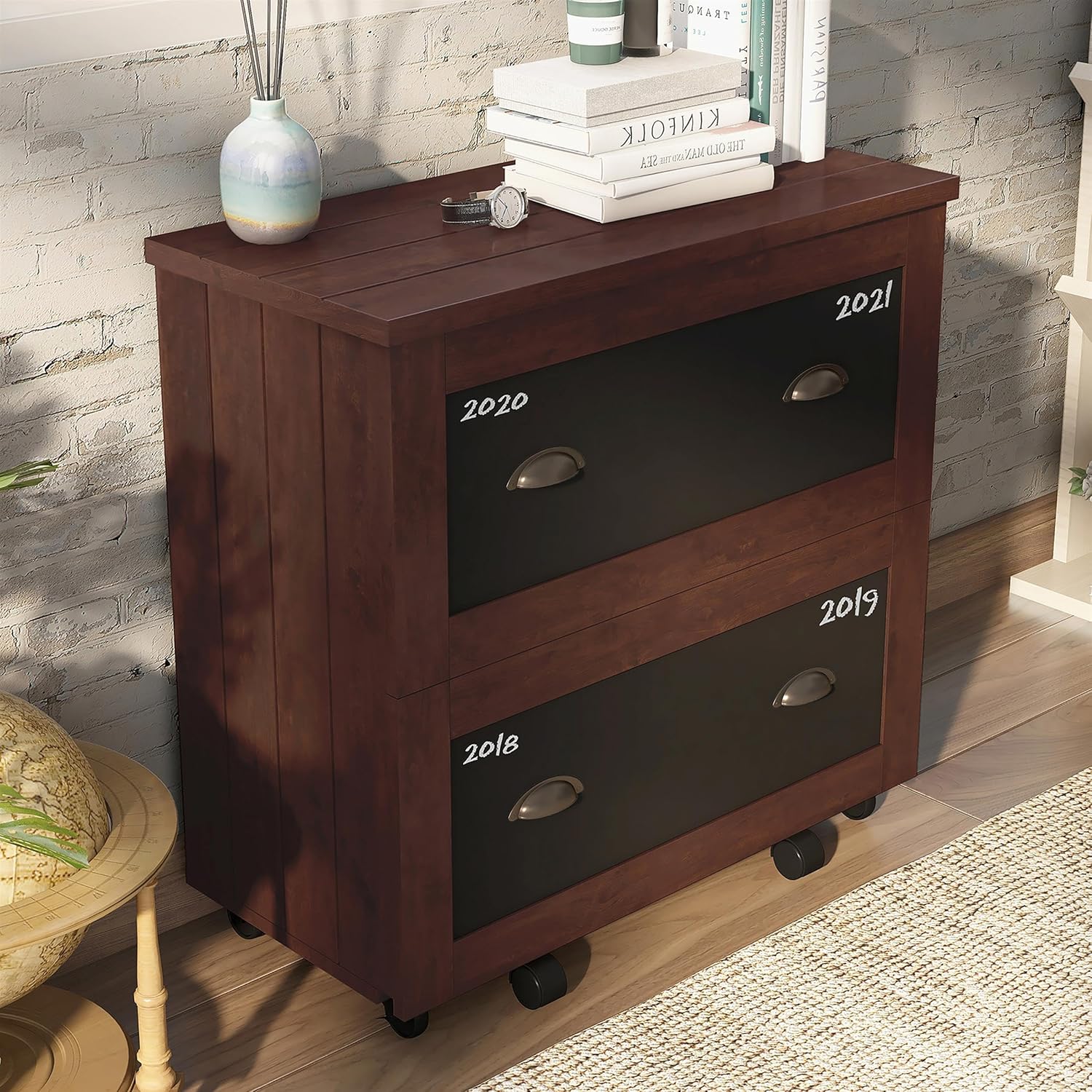 Furniture of America Waterford Wood 2-Drawer File Cabinet in Vintage Walnut