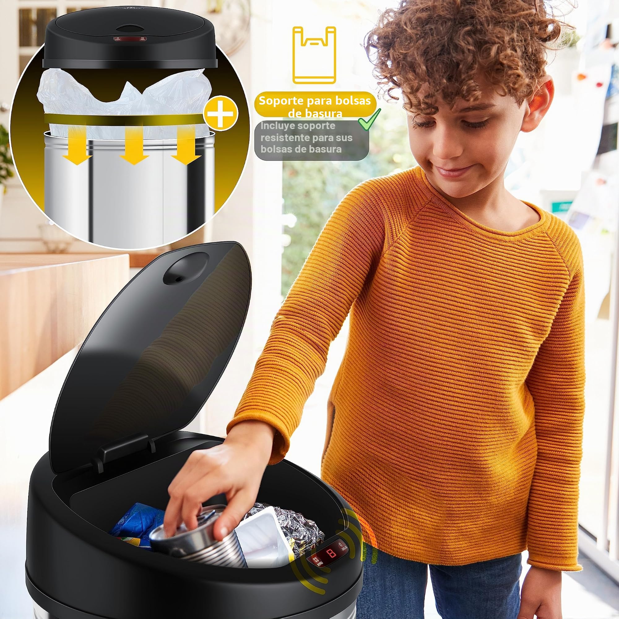 KESSER® Papelera con sensor automático Papelera de ACERO INOXIDABLE