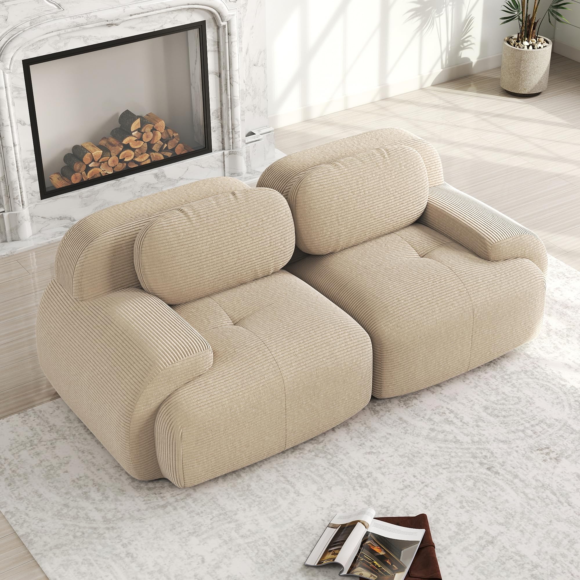 Giovanna vaste bank, 3-zits modulaire bank met rechterschiereiland, 100% Made in Italy, Moderne