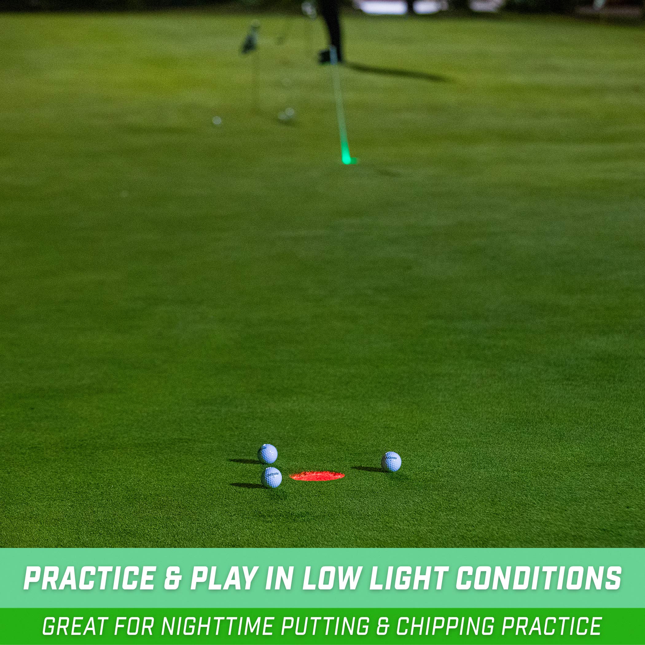 GoSports Luci Luminose per buche da Golf, Confezione da 3, Ideali per Giocare a Golf in Condizioni di scarsa Illuminazione, Fare Pratica, Pratica di scheggiatura e Molto Altro Ancora