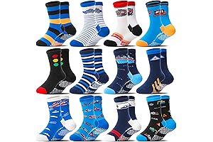 Baby Boys No-Slip Crew Socks: 12-Pair Set