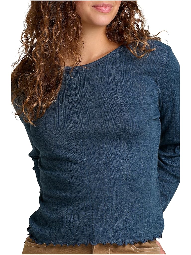 Navy Toad&Co Foothill Pointelle Long Sleeve Crew II