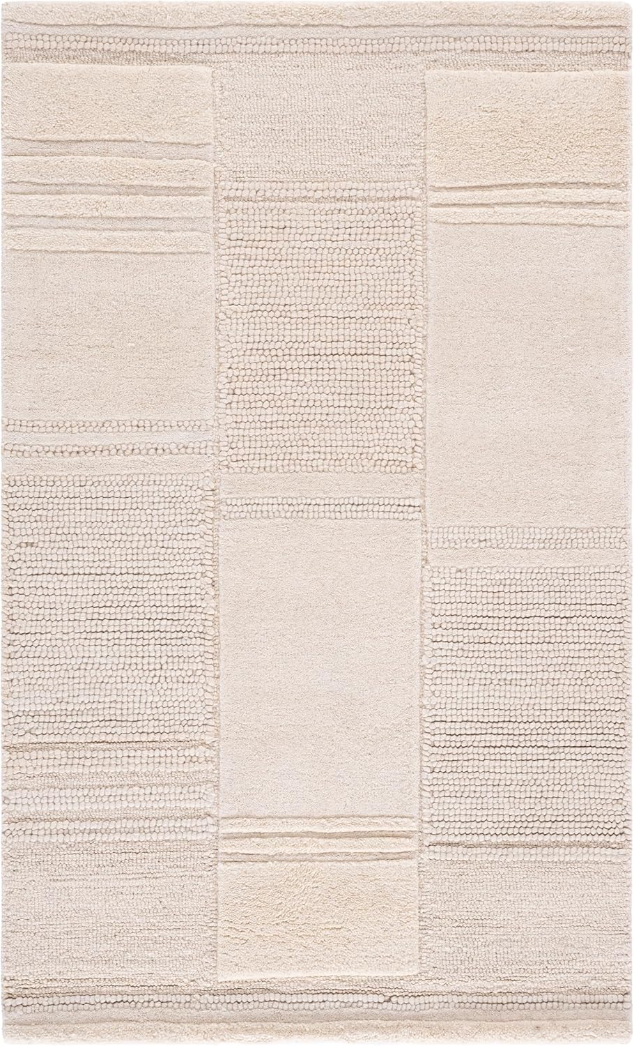 SAFAVIEH Manhattan Collection Area Rug - 3' x 5', Ivory & Beige, Handmade Modern Wool, Ideal for High Traffic Areas in Living Room, Bedroom, Dining (MAN578A-3)