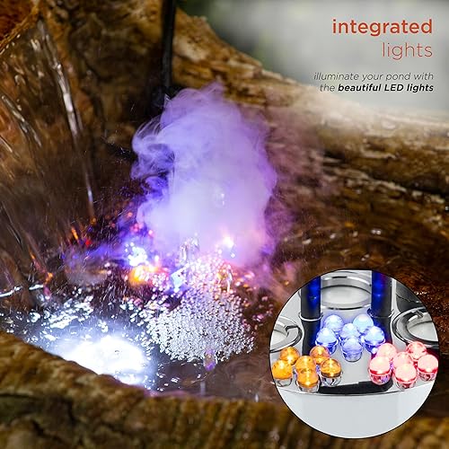 Miniatura 5 de Alpine Corporation Super Pond Fogger con anillo flotante y luces LED accesorio de decoración al aire libre plateado