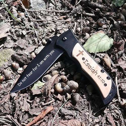 Miniatura 2 de Navaja de bolsillo para regalos de las Escrituras cristianas, versículo bíblico grabado, regalos de bautismo de confirmación católica, regalos