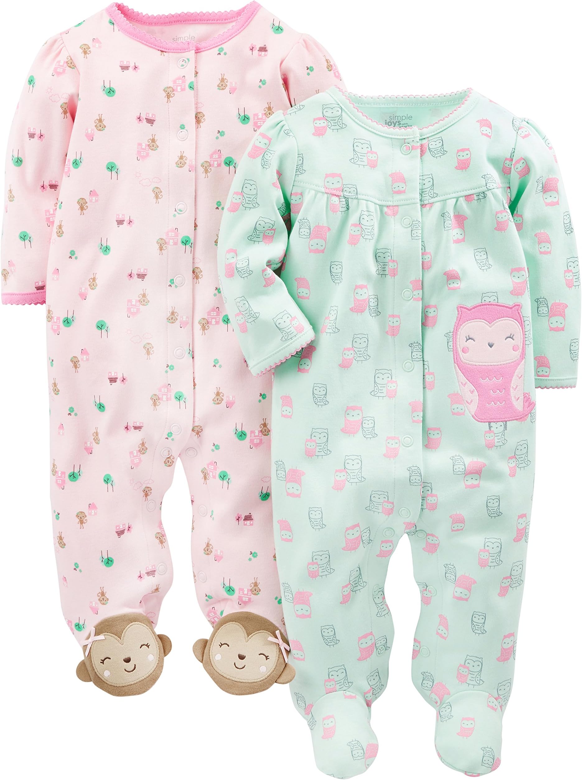 baby-girls 2-pack Cotton Snap Footed Sleep and Play