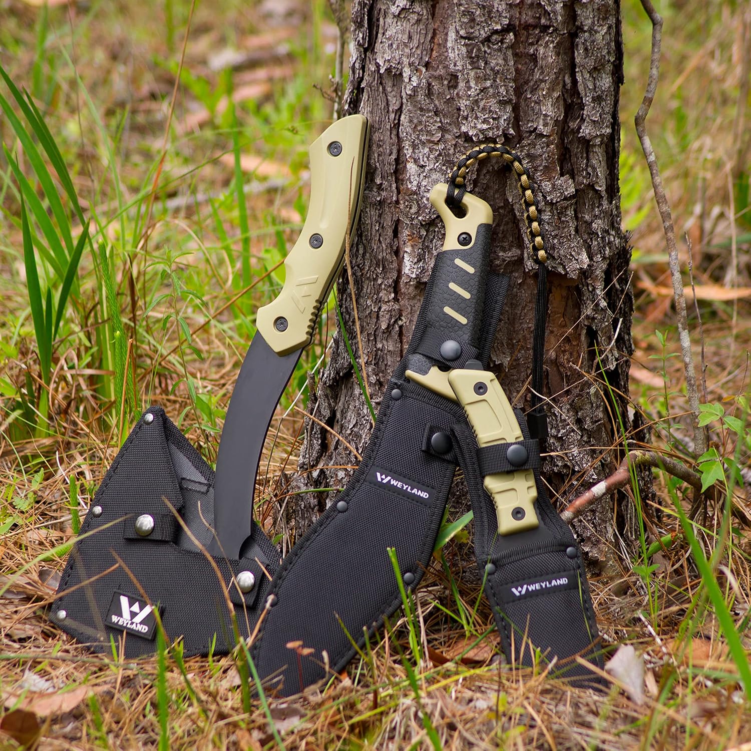 WEYLAND Tactical Blade Bundle - Includes Our Tactical Knife, Survival Axe and Kukri Machete for Bushcraft, Camping, Hiking & Hunting