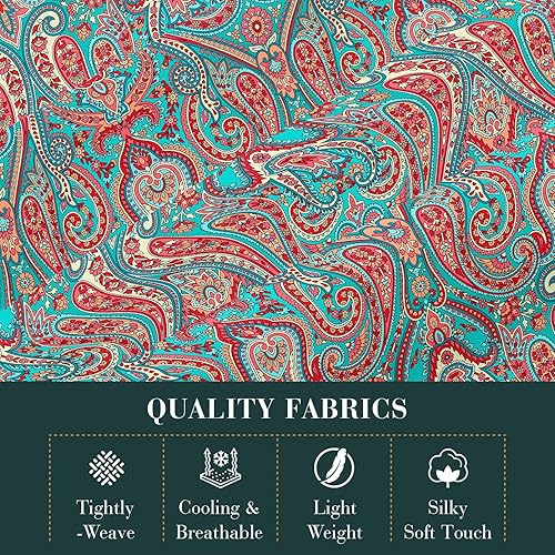 Miniatura 2 de YIYEA Sábanas para cama individual  Paisley  Juego de sábanas de lujo de microfibra de doble cepillado  Juego de sábanas individuales ligeras y