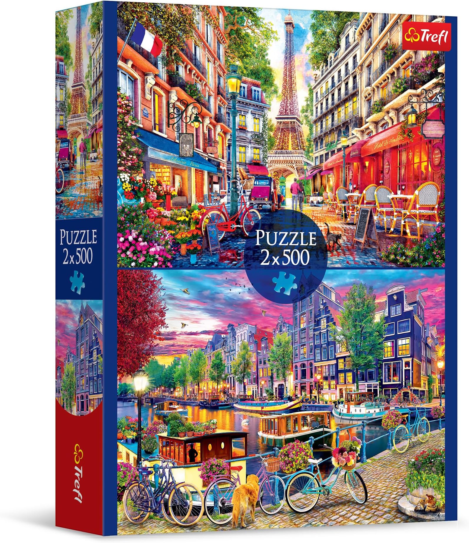 Trefl European Capitals 2x500 Piece Jigsaw Puzzle 19"x13" Print, DIY Puzzle, Creative Fun, Classic Jigsaw for Adults and Children from 14 Years Old