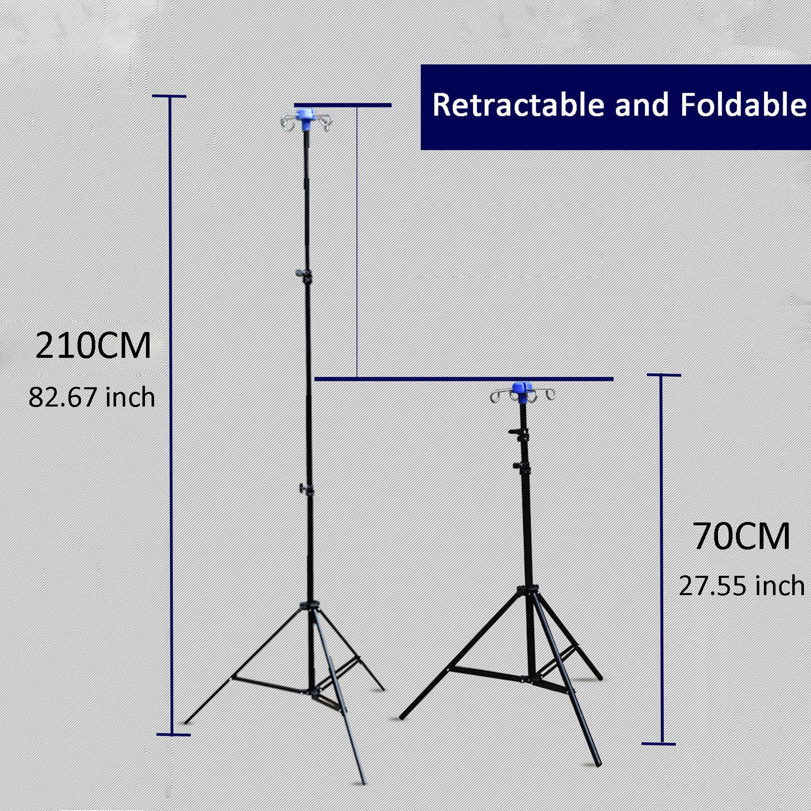 Soporte para suero intravenoso, Soporte para suero intravenoso portátil, Soporte de infusión Plegable, Soporte para Goteo de Botellas médicas móvil, Soporte de Aluminio, Altura Ajustable de