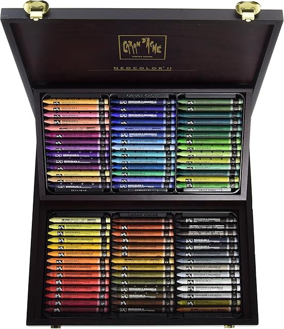 Caran Dache Wooden Box with 84 Assorted Colours