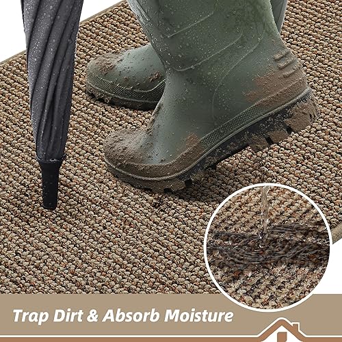 Miniatura 3 de BEQHAUSE Tapete para puerta de Dirt Trapper de 20 x 32 pulgadas, antideslizante, lavable, tapete de entrada, resistente a la suciedad y absorbente,
