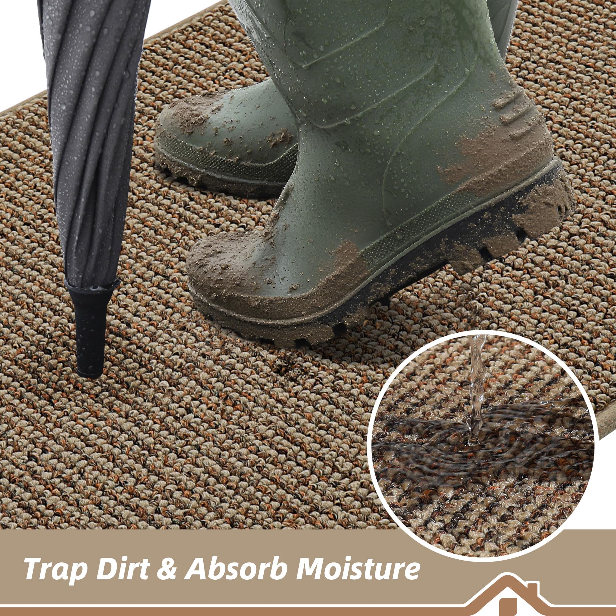 BEQHAUSE Dirt Trapper Door Mat 32" x 48", Non-Slip Washable Doormats Entrance Mat, Dirt Resistant and Absorbent Welcome Mat, Low Profile Floor Mats for Front Back Door and Entryway, Beige