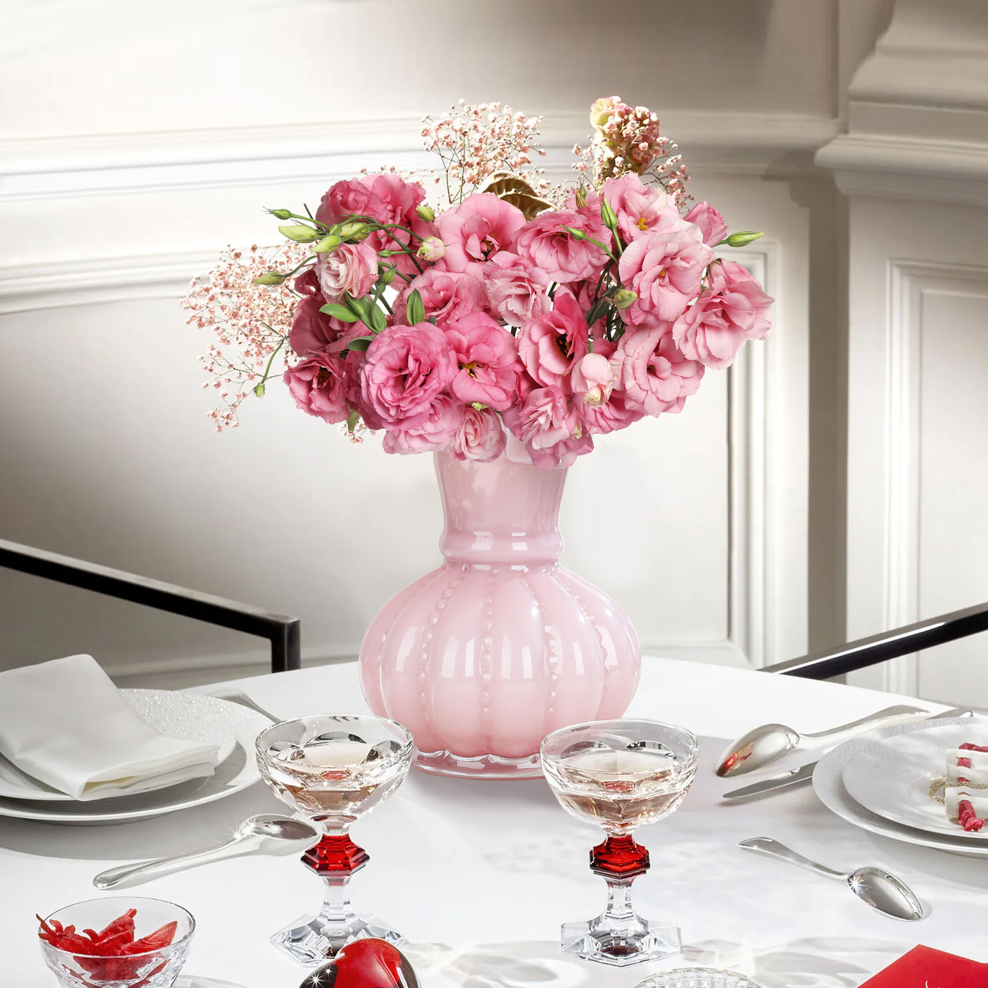 Amazon.com: Joeyan Handmade Pink Glass Flower Vase,7.9