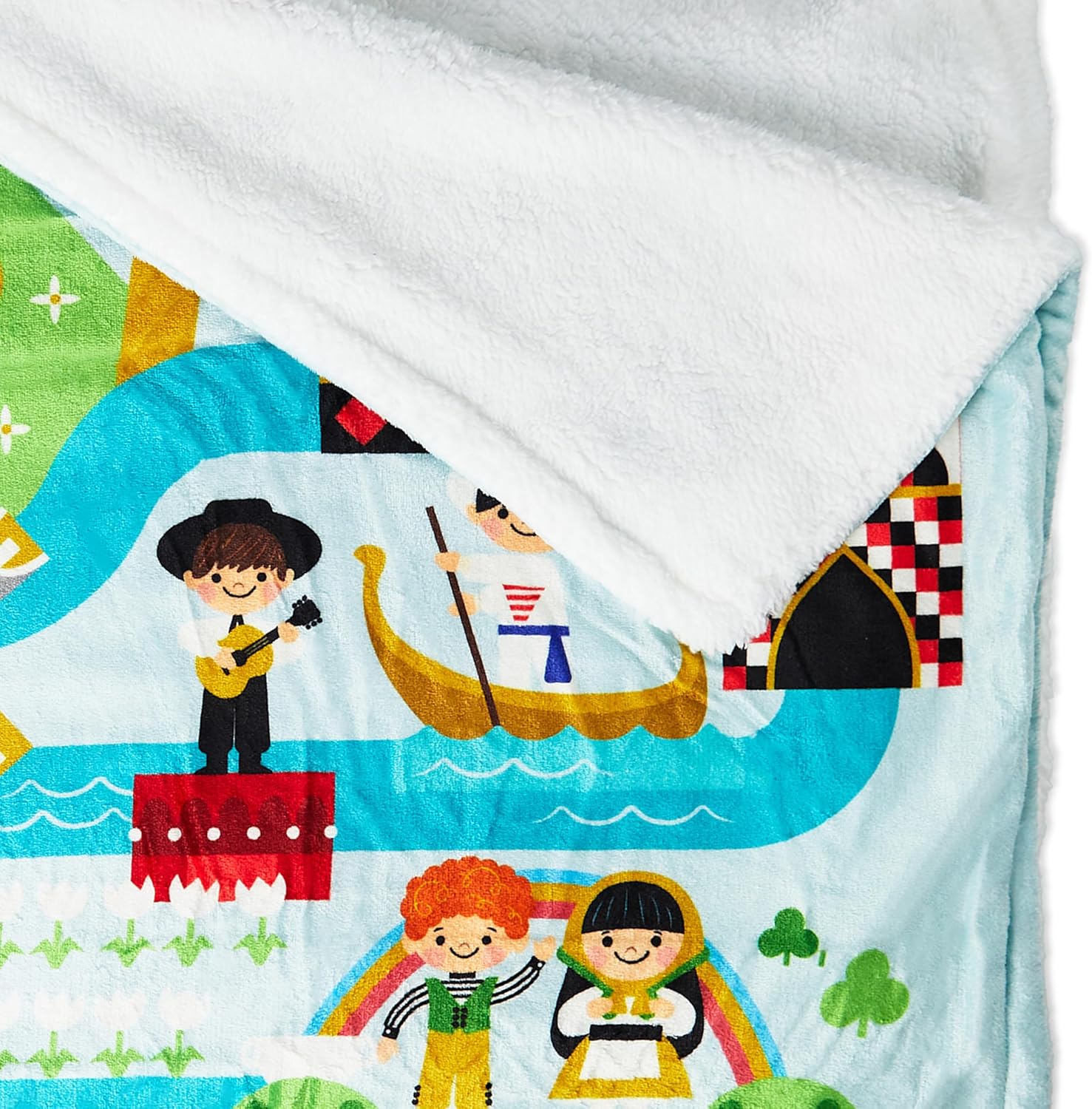 Hallmark Disney Throw Blanket, 60" x 50" (It's a Small World Map) Gift for Birthday, Christmas, Kids