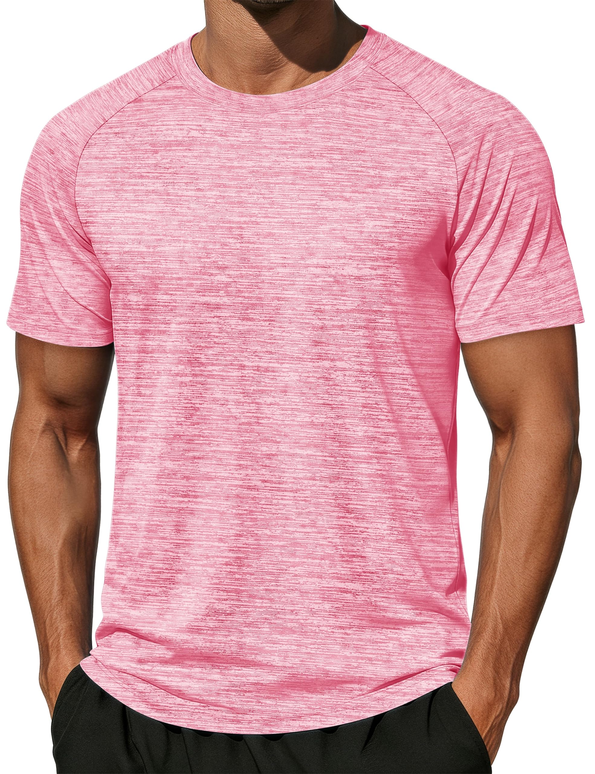 Men's Short Sleeve Moisture Wicking Shirts Athletic Running Workout T-Shirts Performance Breathable Tshirt