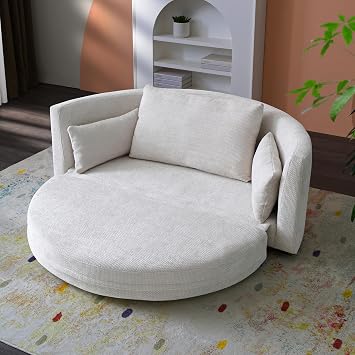 55" 3 in 1 Multi Functional Couch,Comfortable Reading Chaise Lounge with 3 Pillows,Modern Foldable Sleeper Sofa Bed,Comfortable Loveseat Sofa for Living Room,Bedroom,Beige