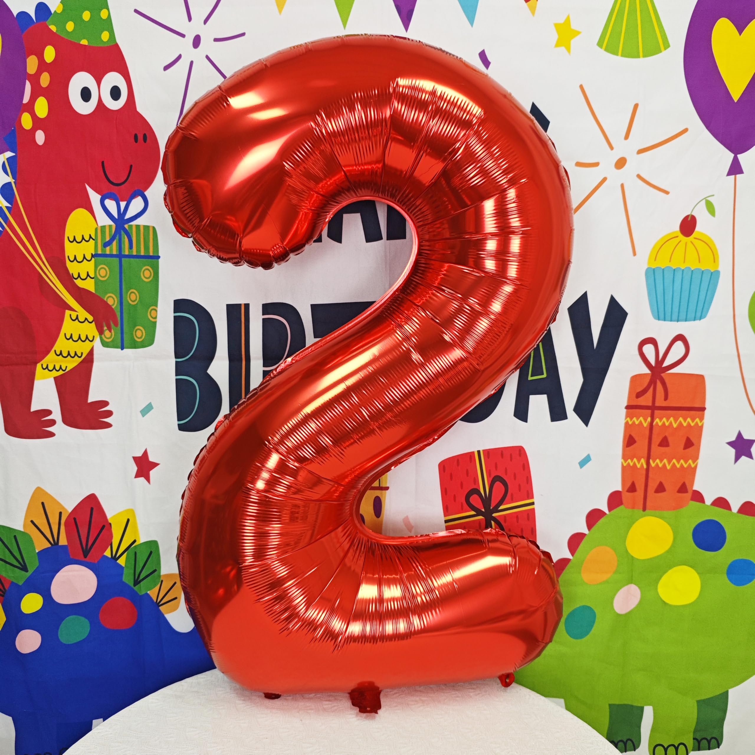 40 Inch Red Big Number 2 Foil Balloon - Helium Quality Mylar Balloon For Birthday Decorations