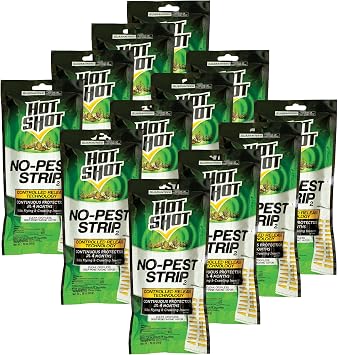 Hot Shot No-Pest Strip, Kills Flying And Crawling Insects, Penetrating Vapor, Pack of 12