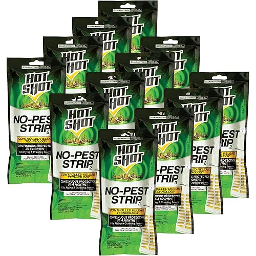 Hot Shot No-Pest Strip, Kills Flying And Crawling Insects, Penetrating Vapor, Pack of 12