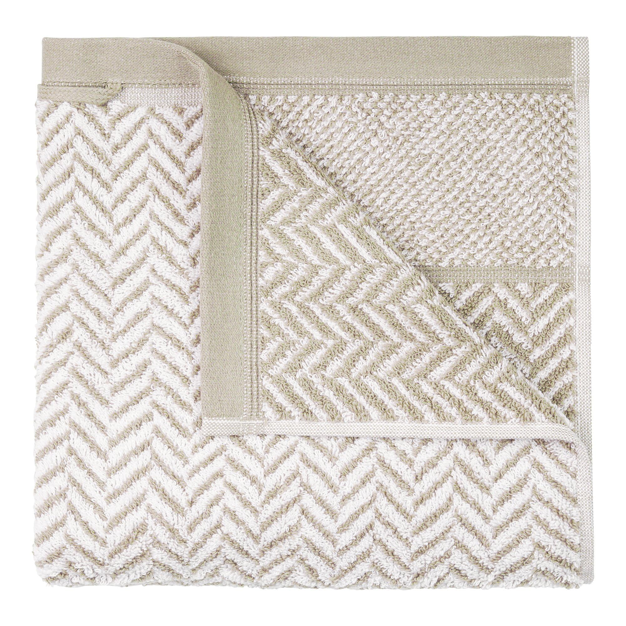 Herzbach Home Handtuch Duschtuch Set 100% Baumwolle Sandgrau/Weiß 2 Handtücher 2 Duschtücher