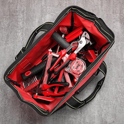 Miniatura 3 de 6 bolsas de herramientas para hombres y mujeres, bolsa de herramientas resistente con parte inferior dura impermeable, múltiples bolsillos,