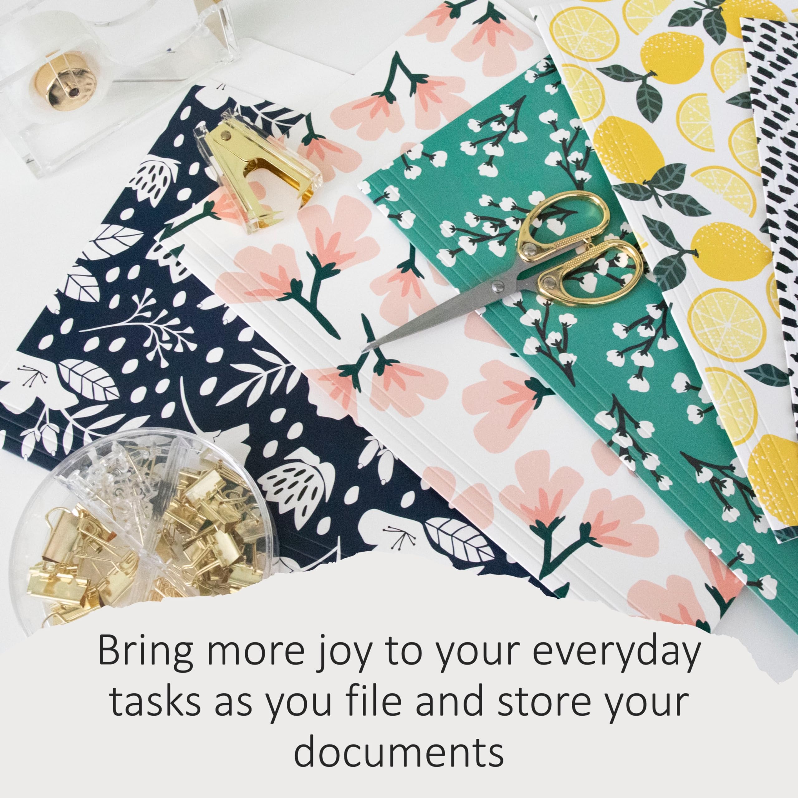 Lindas carpetas de archivos, juego de 24 carpetas decorativas de 3 pestañas, tamaño carta, estilo bohemio, manila, 8.5 x 11 pulgadas, bonito diseño para el hogar, oficina, suministros escolares