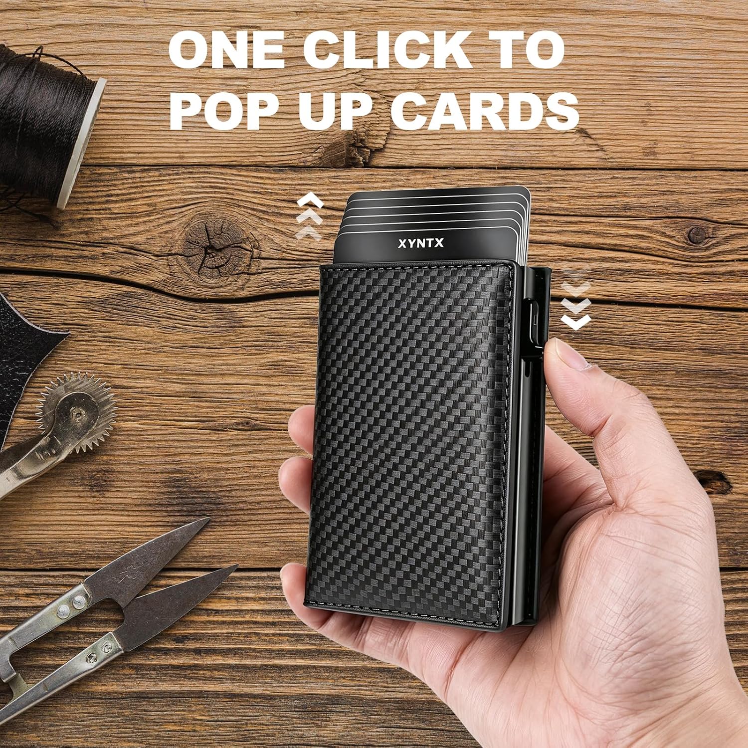 Wallet for Men, AirTag Holder Pop-Up Card Holder Slim RFID Minimalist image 3