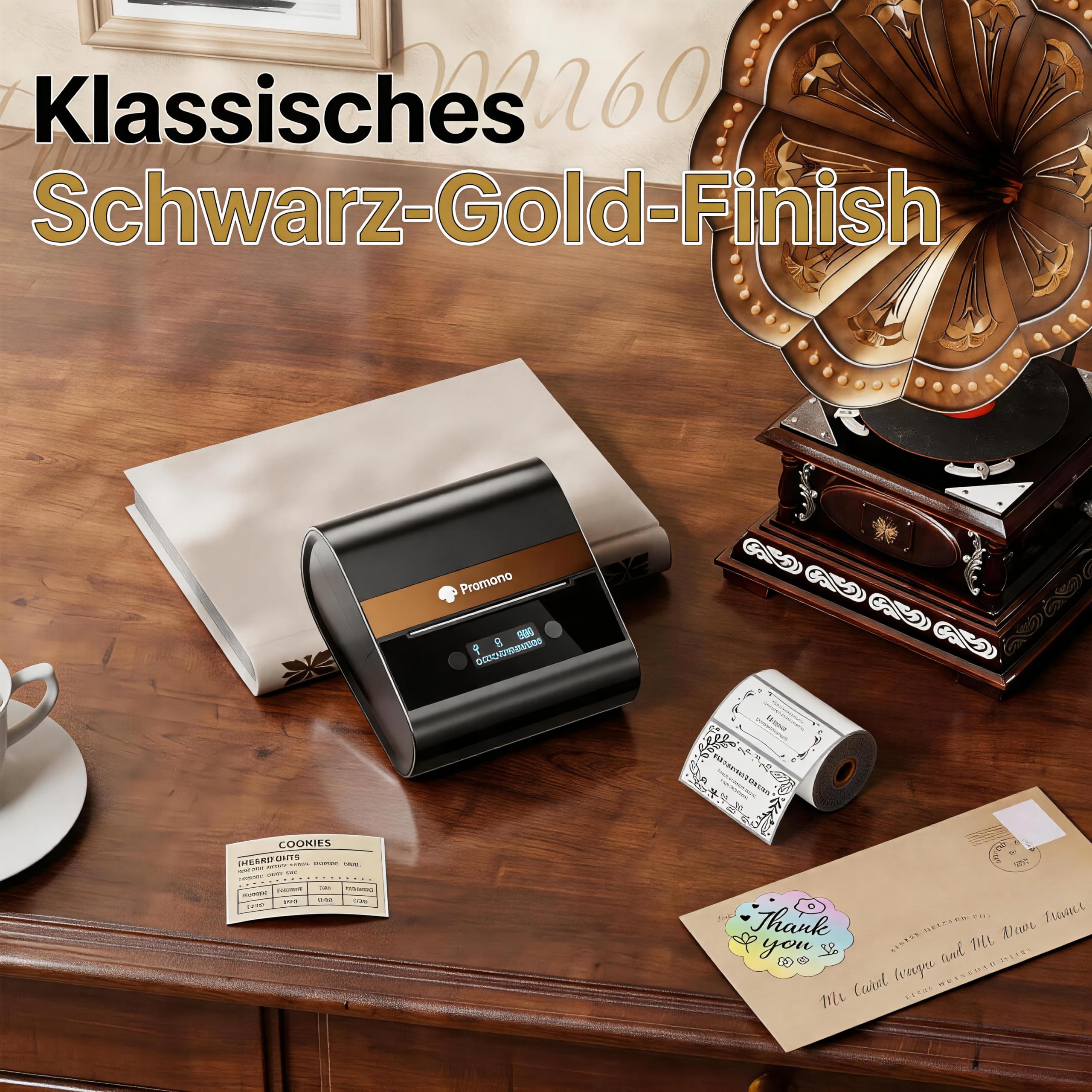 Phomemo Etikettendrucker, M260 Bluetooth Etikettendrucker Selbstklebend Tragbarer Etikettiergerät, 80mm Thermo Label Printer für Barcode, Einzelhandel, Büro, Handys- und PC-Kompatibel