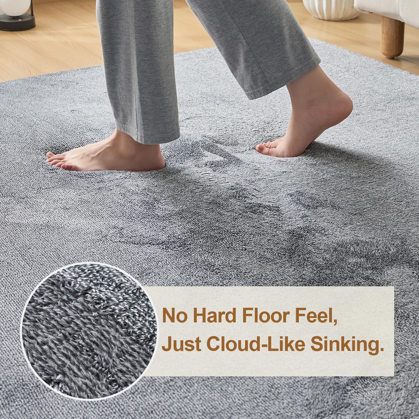 VK·LIVING Tapis de qualité supérieure - 30 mm d'épaisseur - Éponge haute densité douce à poils moyens - Tapis antidérapant pour salon, chambre à coucher, chambre d'enfant, bureau - Gris - 120 x 170 cm