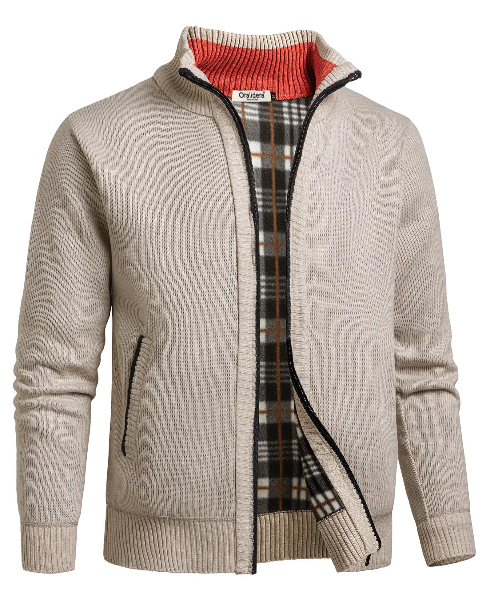Cárdigan de Punto para Hombre Invierno Suéter Grueso Cuello Alto Cremallera