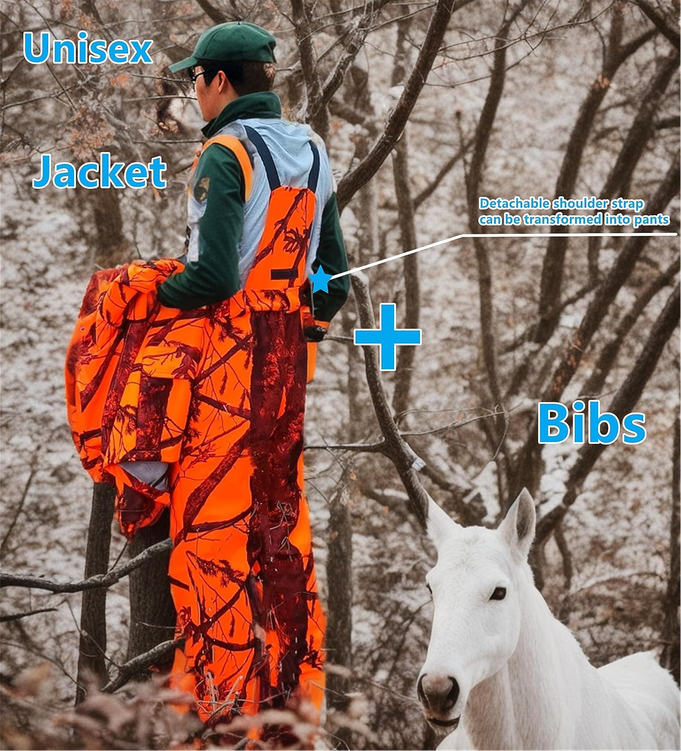 Miniatura 5 de Llaikeph Ropa de caza, chaqueta de caza y pantalones de caza para hombres y mujeres, traje Ghillie, 7, equipo de caza, Blaze Camo (M), Naranja Blaze