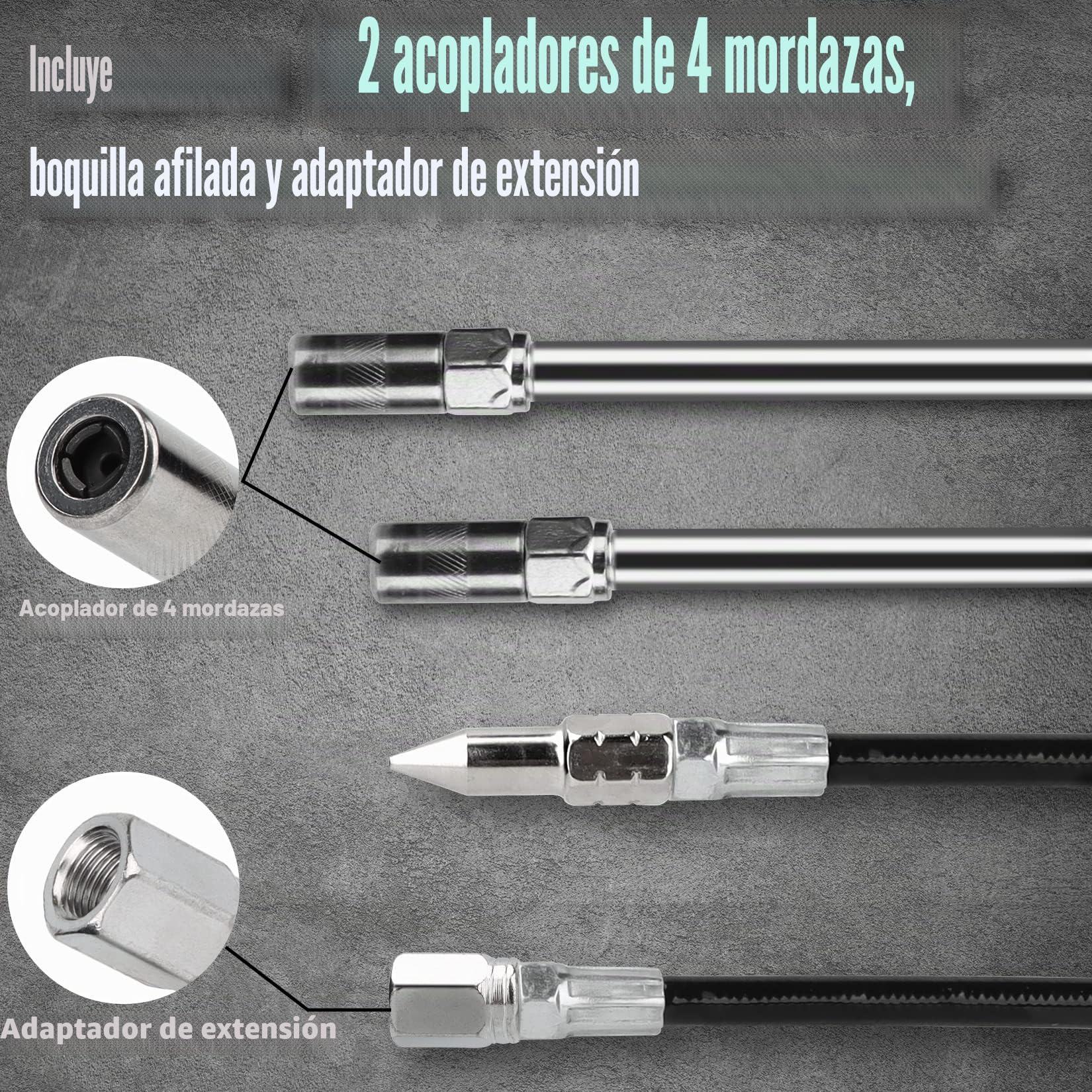 SHALL Mini pistola engrasadora, kit de pistola engrasadora pequeña (capacidad de 3.52 oz, 3000 PSI), boquilla afilada, adaptador de extensión, guante de PVC reforzado y limpiador de accesorios Zerk