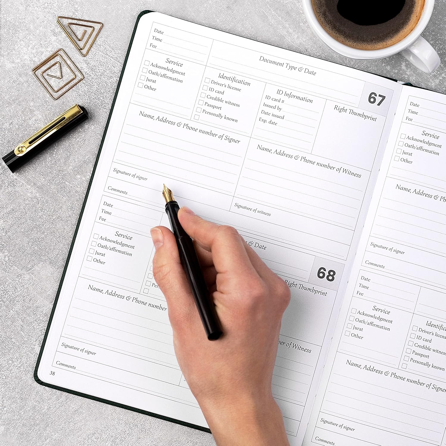 Legend Notary Journal – Hardcover Notary Log Book with Pre-Printed Entries – Notary Public Journal of Notarial Acts – Notary Supplies – 250 Entries, Numbered Pages, 7"x10" (Black)