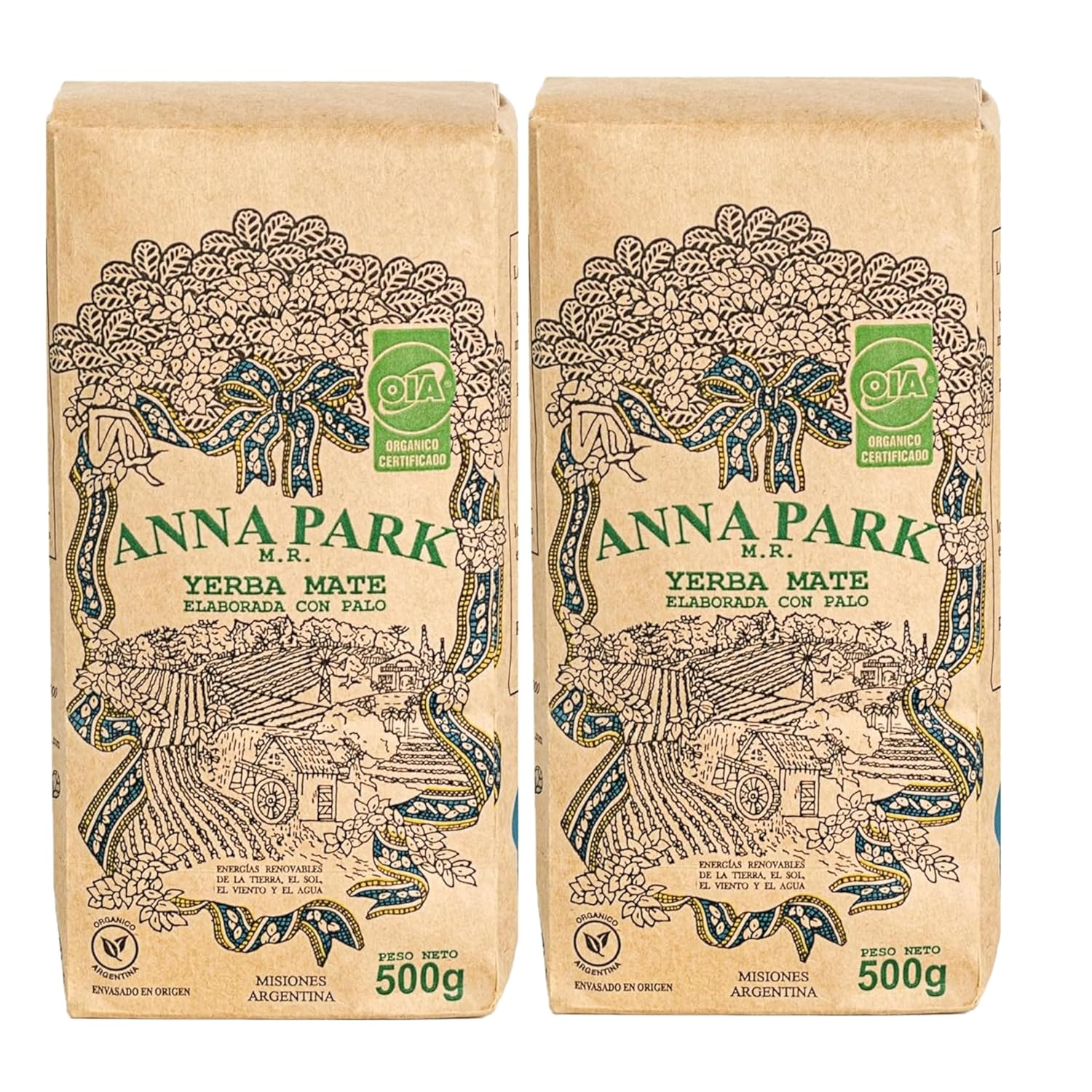 Anna Park Organic Yerba Mate Loose Leaf Tea – Gluten-Free - Naturally Aged, from Argentina, 1.1 lb - 2 Packs