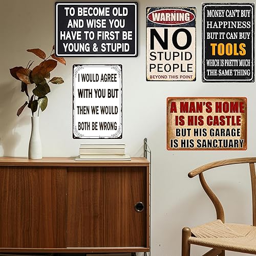 Miniatura 2 de Letrero de metal divertido de garaje para hombre, cueva, letreros divertidos para decoración de pared de garaje, oficina, sarcástico, letreros de